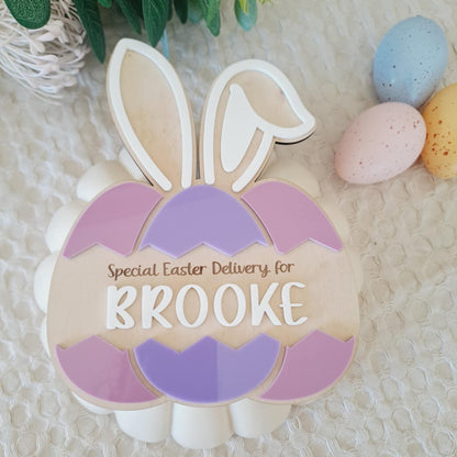 Easter Crate | Cracked Egg Bunny PLAQUE ONLY