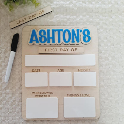 Personalised First/Last Day Board with Interchangeable Name