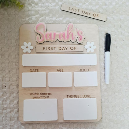 Personalised Daisy First/Last Day Board with Interchangeable Name