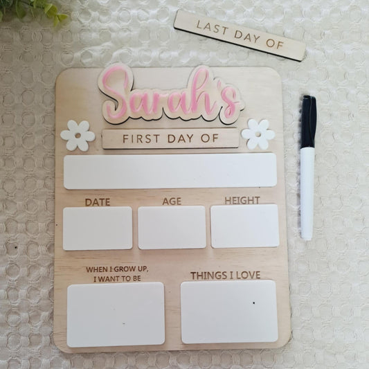 Personalised Daisy First/Last Day Board with Interchangeable Name