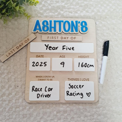Personalised First/Last Day Board with Interchangeable Name