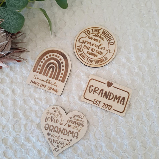 Grandma/Nanny Timber Magnet Set