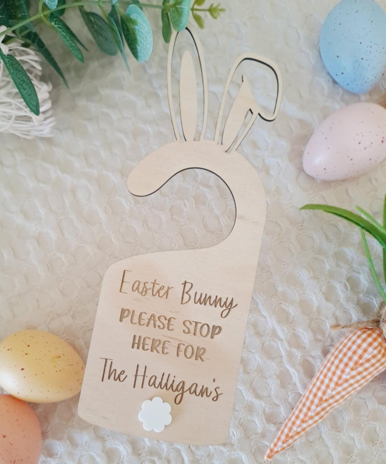 Easter Bunny Stop Here Door Hanger
