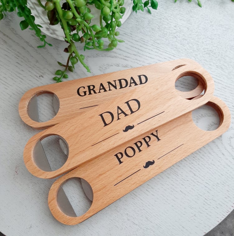 Wooden Bottle Opener - Fathers Day Design